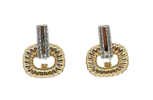 Aretes dorados de rodio con brillantitos