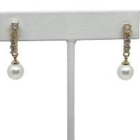 Aretes con perlas y brillantitos