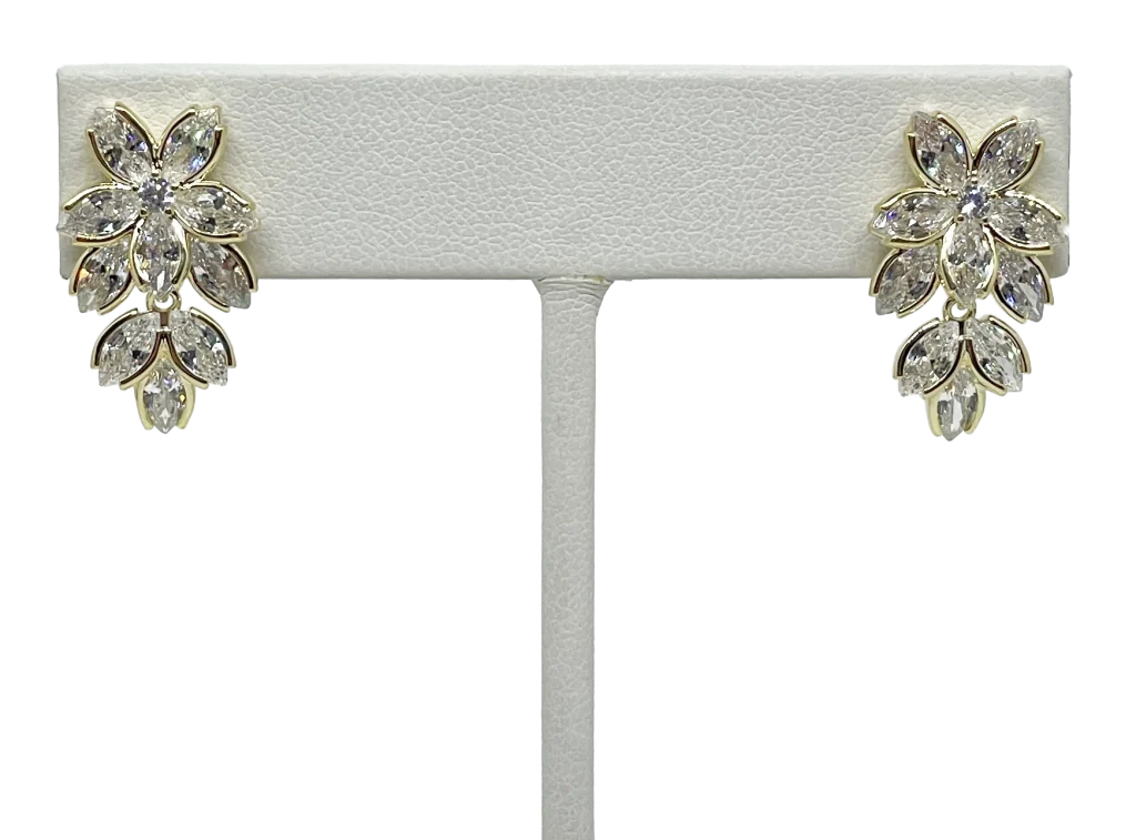 Aretes de flor con chapa s925