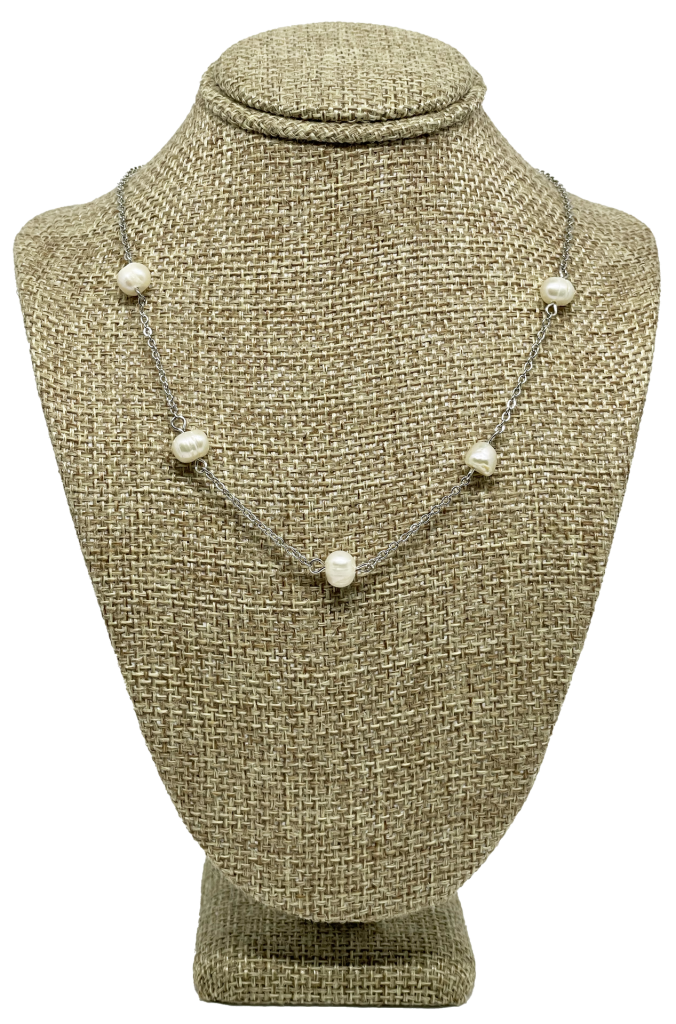 Cadena con perla en plateado