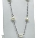 Cadena con perla en plateado-gallery-0