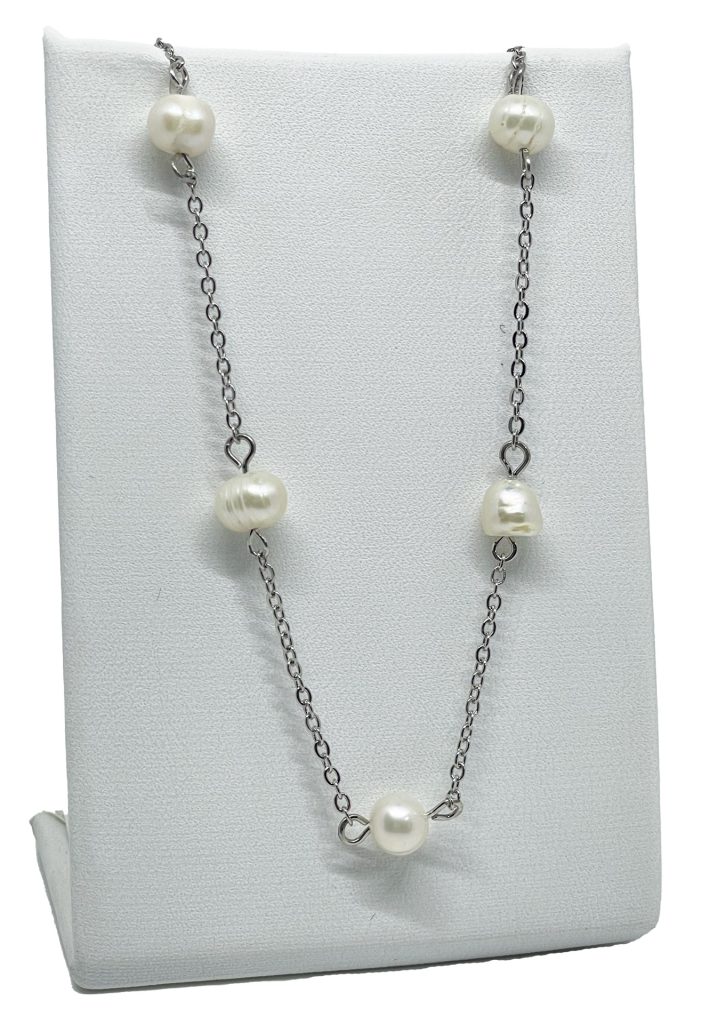 Cadena con perla en plateado-gallery-0