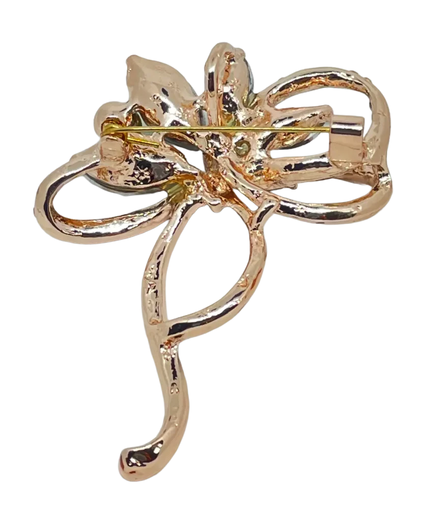 Prendedor dorado con gris de piedras brillantes-gallery-0
