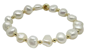Pulsera ajustable con perla blanca