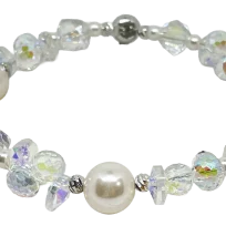 Pulsera ajustable con perla blanca