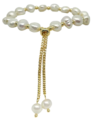 Pulsera ajustable con perla blanca-gallery-0