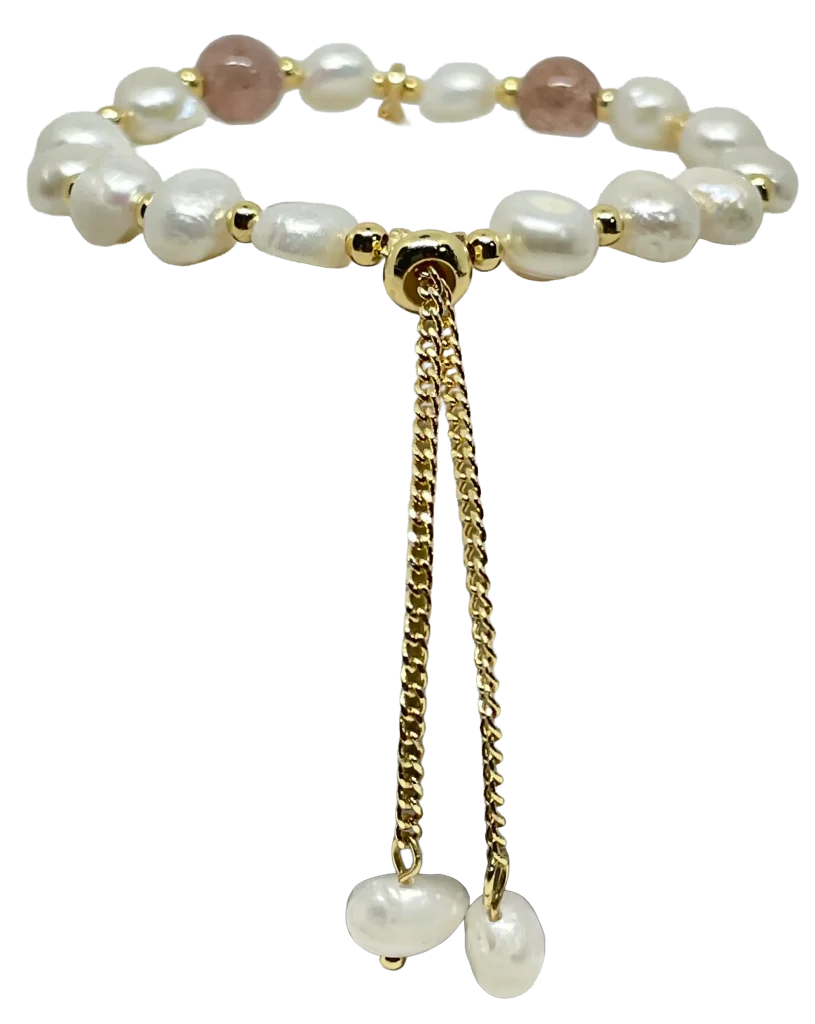 Pulsera ajustable con perla blanca y dije de cola de sirena-gallery-0