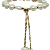 Pulsera ajustable con perla blanca y dije de cola de sirena-gallery-0