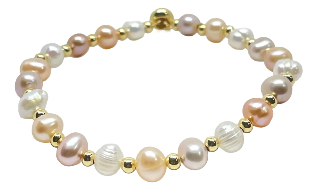 Pulsera ajustable con perla rosada
