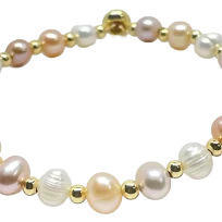 Pulsera ajustable con perla rosada