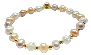 Pulsera ajustable con perlas rosadas