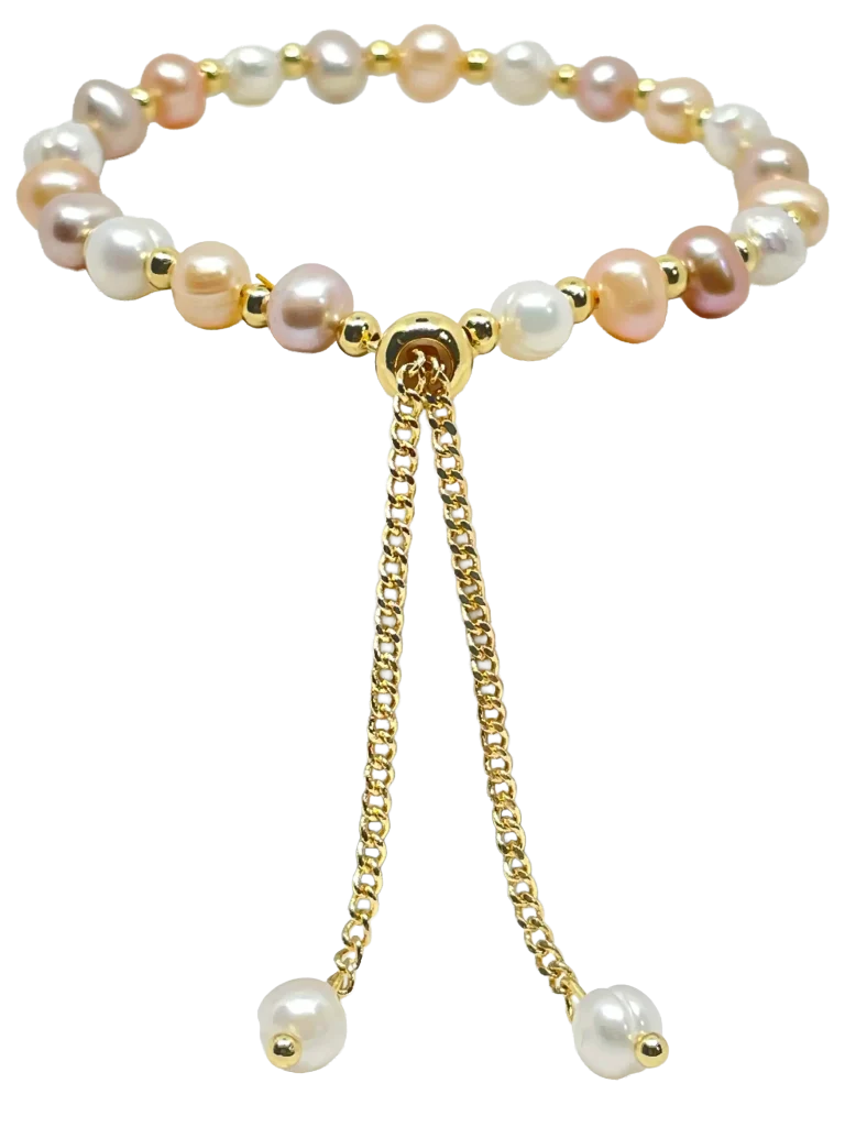Pulsera ajustable con perla rosada-gallery-0