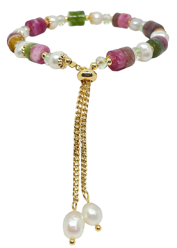 Pulsera ajustable con piedras de colores-gallery-0