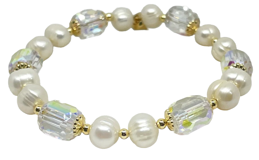 Pulsera ajustable de perla blanca