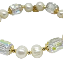 Pulsera ajustable de perla blanca