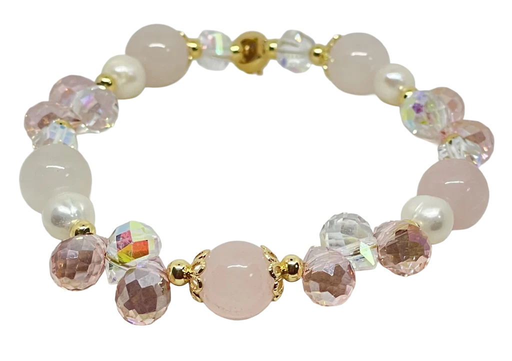 Pulsera ajustable de perla rosada