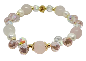 Pulsera ajustable de perla rosada