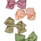 Set de 4 moñas rosado, anaranjado, kaki y olivo