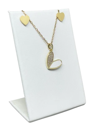 Set de collar y aretes dorado de acero inoxidable