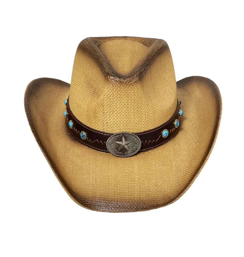 Sombrero con piedras turquesa