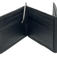 Tarjetero con money clip de cuero negro-gallery-0