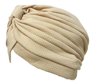 Turbante beige con diseño