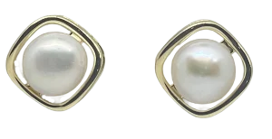 Aretes dorados con perla - chapa S925