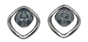 Aretes plateados con brillantito - chapa S925
