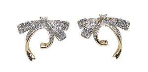 Aretes dorados de rodio con brillantito