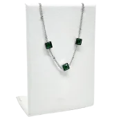 Cadena plateada de acero inoxidable con brillantitos verdes