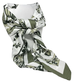 Pañuelo cuadrado blanco con verde