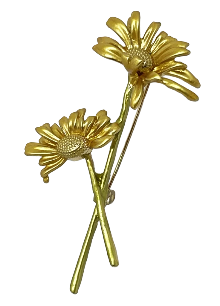 Prendedor dorado de girasoles