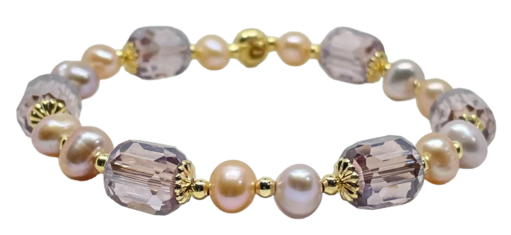 Pulsera ajustable con perlas lilas