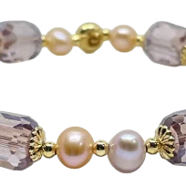 Pulsera ajustable con perlas lilas