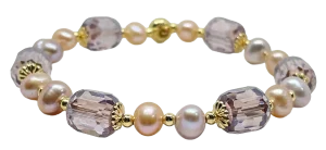 Pulsera ajustable con perlas lilas