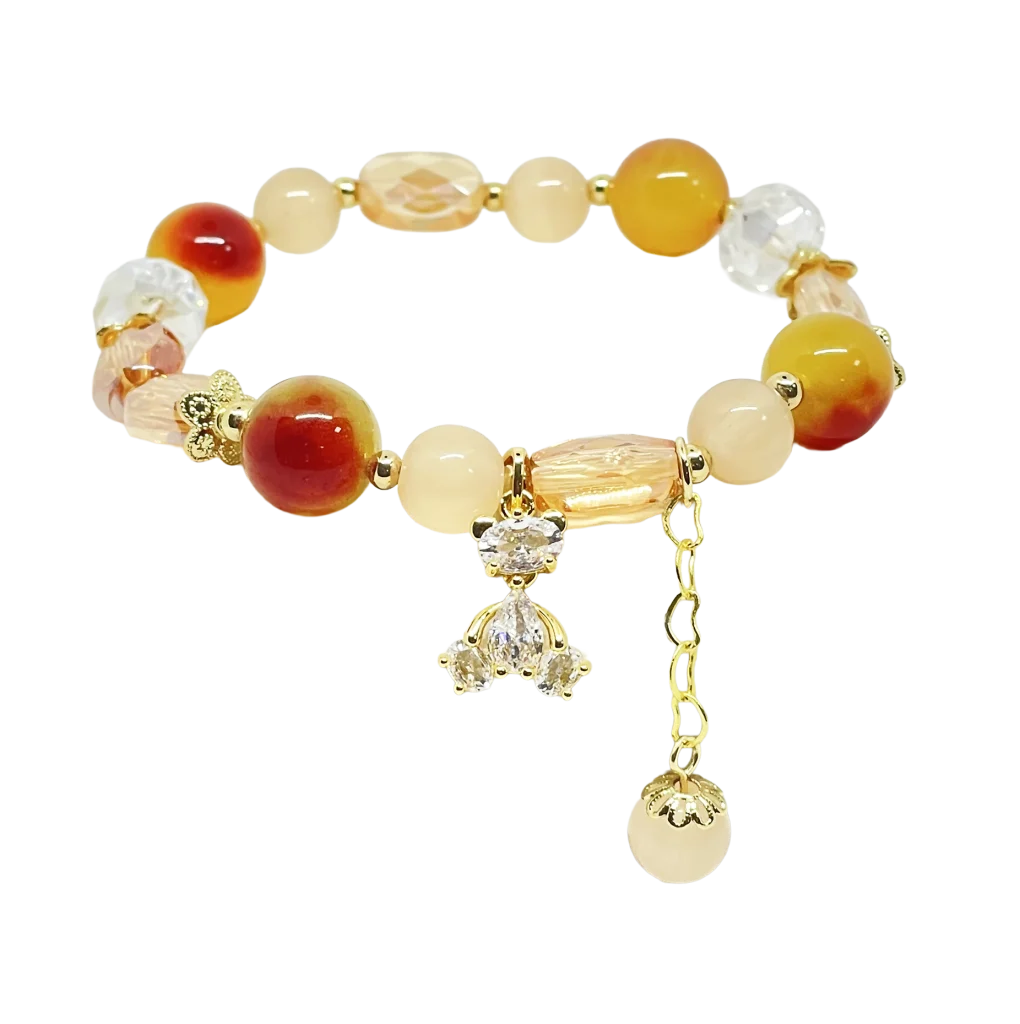 Pulsera elástica de vidrio con dije de oso