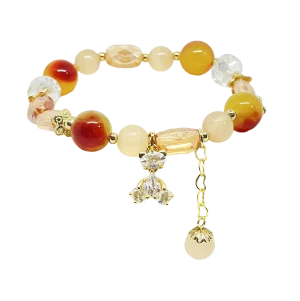 Pulsera elástica de vidrio con dije de oso