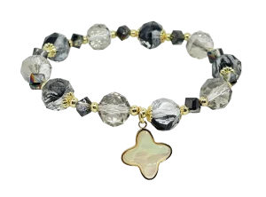 Pulsera elástica de vidrio negra