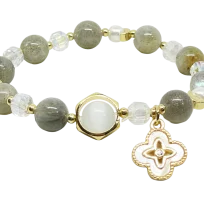 Pulsera elástica de vidrio verde
