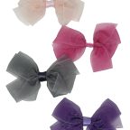 Set de 4 moñas rosado, fucsia, morado y gris