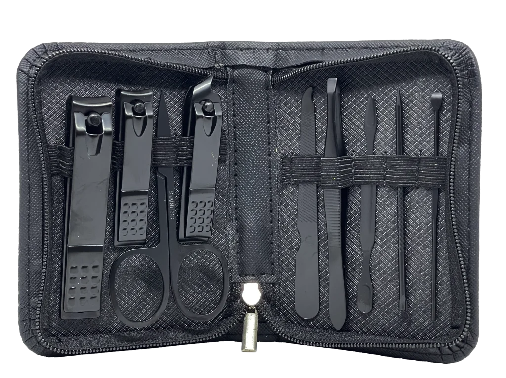 Set de manicure negro con zipper