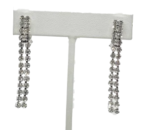 Arete de Presión con Brillantito Plateado de Fantasía