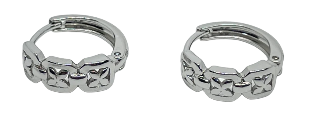 Aretes plateados de rodio