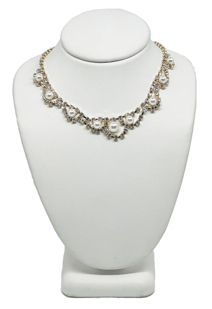 Collar de gargantía plateado de brillantitos choker