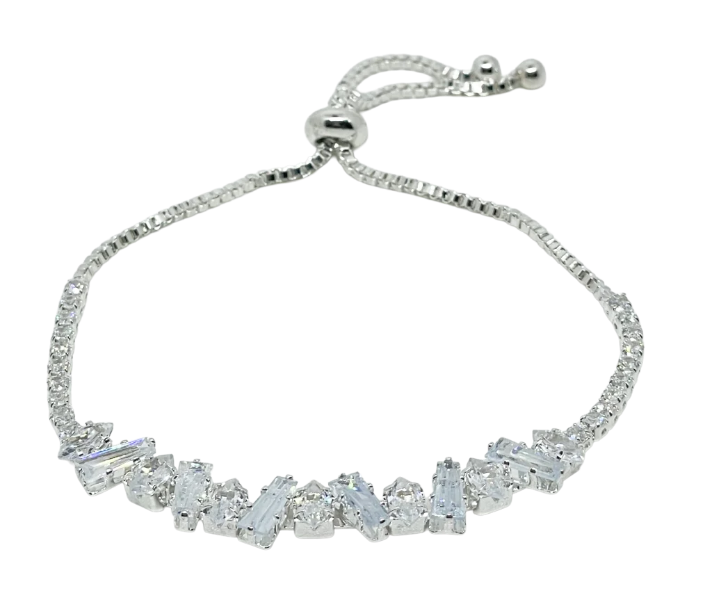 Pulsera ajustable plateada con brillantitos
