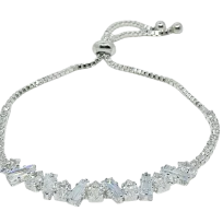 Pulsera ajustable plateada con brillantitos
