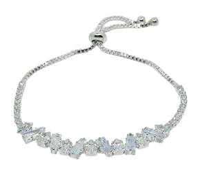 Pulsera ajustable plateada con brillantitos