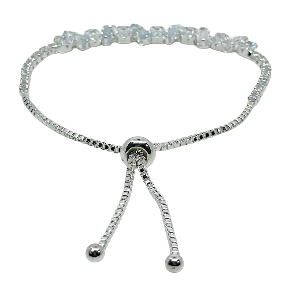 Pulsera ajustable plateada con brillantitos-gallery-0