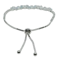Pulsera ajustable plateada con brillantitos-gallery-0