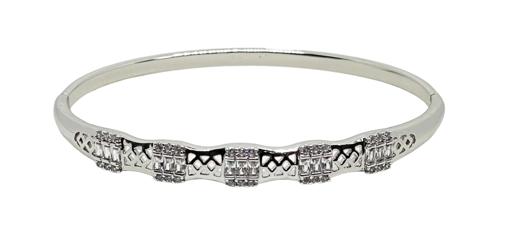 Pulsera aro de rodio plateada